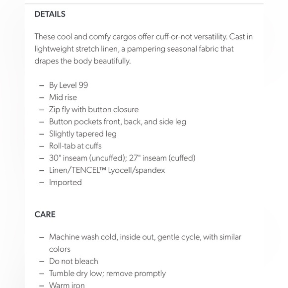 Anthropologie Level 99 Dayla Cargo Pants 29 - Picture 5 of 10